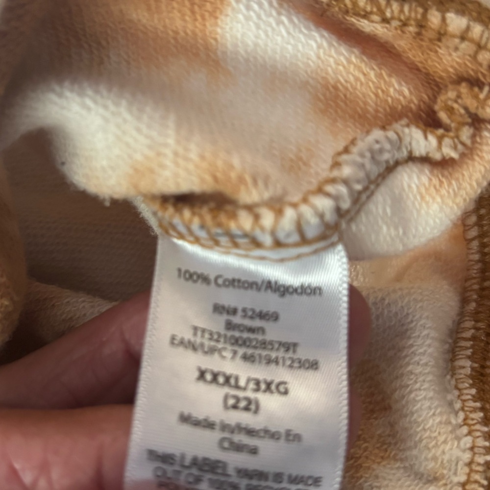 TIE-DYE SWEATSHIRT * BROWN-RUST & OFF-WHITE * 100% COTTON * COZY CREWNECK sz XXL - Picture 5 of 7